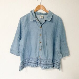 Vintage Light Blue Denim Button-Up Shirt